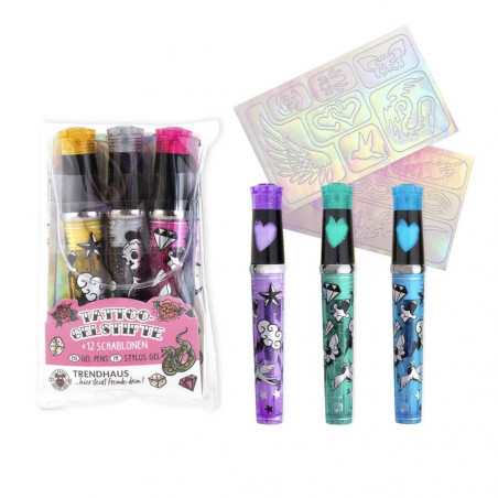 Tattoo Studio Gelstifte Glitzer 3er-Set, 2-fach sortiert