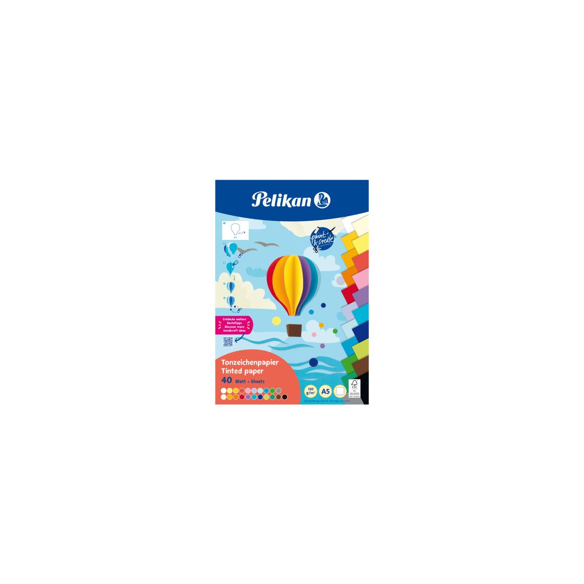 Tonzeichenpapierblock A5 40 Blatt Mix