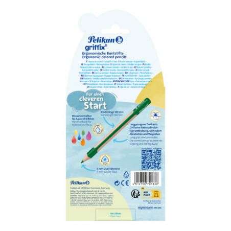 9 Buntstifte und 1 Bleistift griffix sortiert in Hängefaltsc