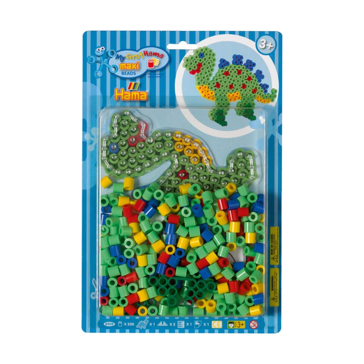 Hama® Bügelperlen Maxi - Blisterset Dino - 1 Stiftplatte Dinosaurier, 250 Perle
