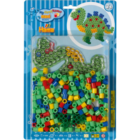 Hama® Bügelperlen Maxi - Blisterset Dino - 1 Stiftplatte Dinosaurier, 250 Perle