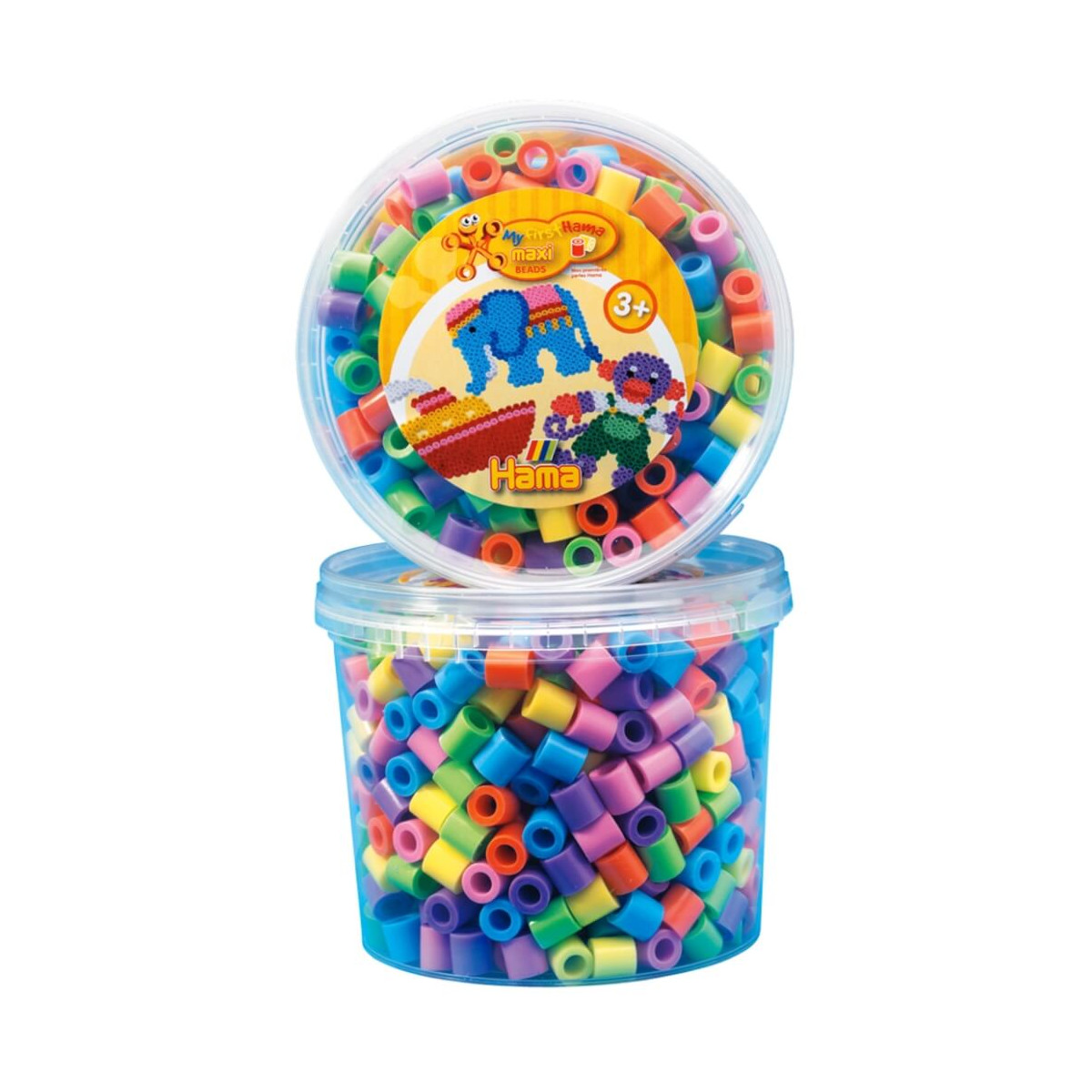 Hama® Bügelperlen Maxi - Dose Pastell Mix 600 Perlen (6 Farben)