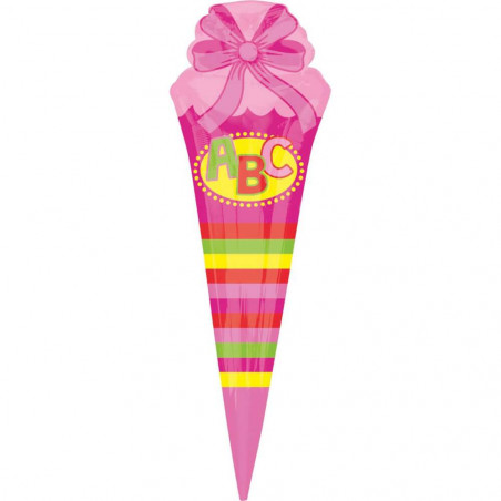 SuperShape Schultüte - pink Folienballon, P35, verpackt, 25 x 76 cm