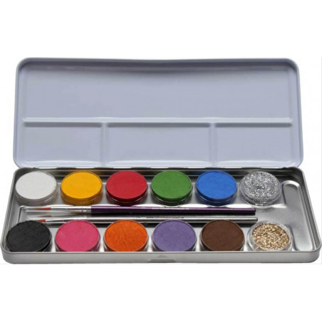 10 Farben 2 Glitzer Metall-Palette