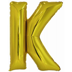 Grosser Buchstabe K Gold Folienballon N34 verpackt 86 cm