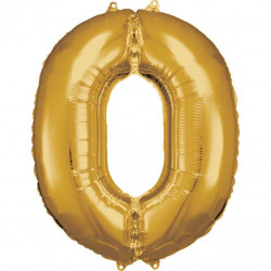 Grosse Zahl 0 Gold Folienballon N34 verpackt 66 cm x 88 cm