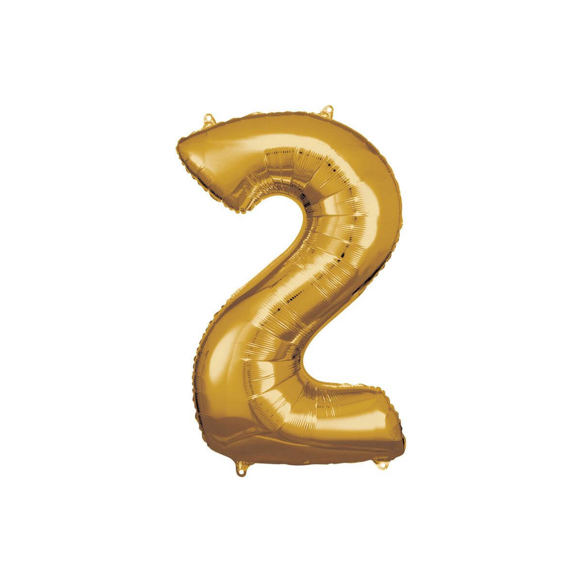 Grosse Zahl 2 Gold Folienballon N34 verpackt 50 cm x 88 cm