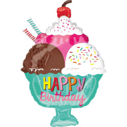 Junior Shape Eisbecher mit Sahne- HBD Folienballon , S50,