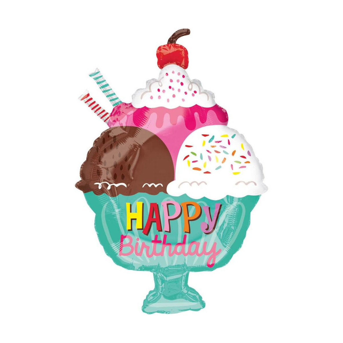 Junior Shape Eisbecher mit Sahne- HBD Folienballon , S50,