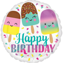 Standard Happy Ice Cream Birthday Folienballon S40 verpackt Standard Happy Ice Cream Birthday Folienballon S40 verpackt