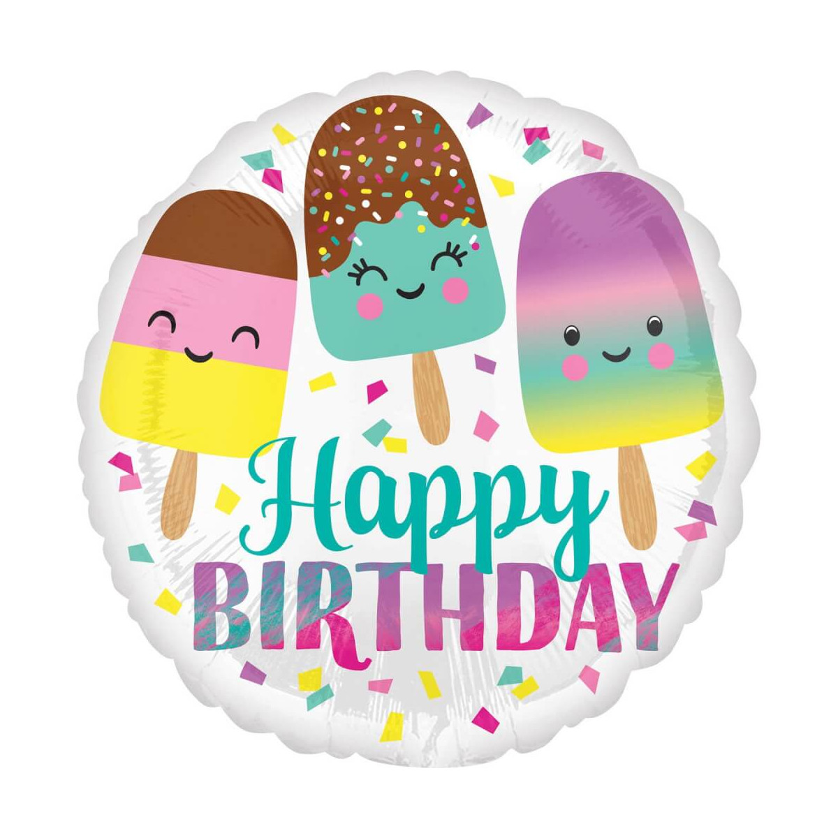 Standard Happy Ice Cream Birthday Folienballon S40 verpackt