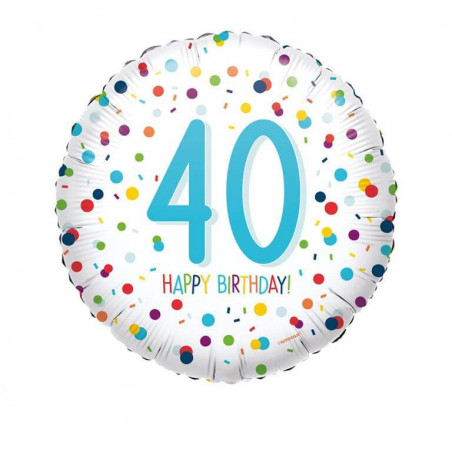 Standard EU Confetti Bday 40 Folienballon S40 verpackt