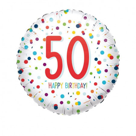 Standard EU Confetti Bday 50 Folienballon S40 verpackt
