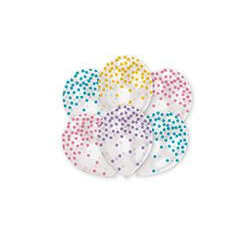 6 Latexballons Konfetti pastell sortiert 27,5 cm / 11