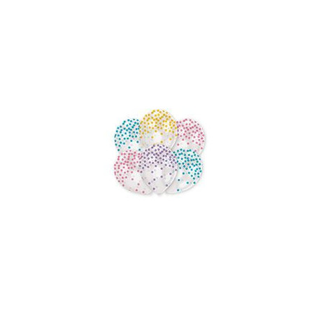 6 Latexballons Konfetti pastell sortiert 27,5 cm / 11