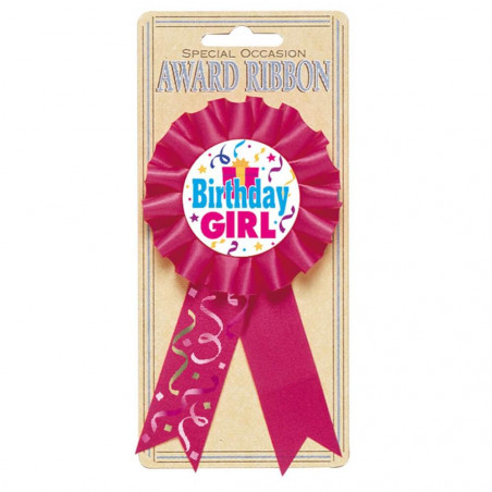 Siegerschleife Birthday Girl Textil / Papier 8,1 x 15,2 cm