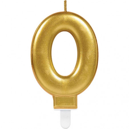 Zahlenkerze 0 Sparkling Celebrations Gold Höhe 9,3 cm