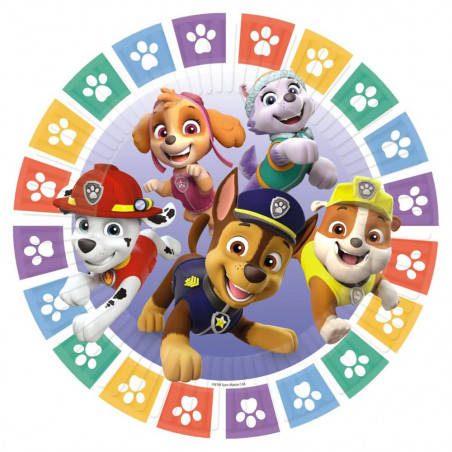 8 Plates Paw Patrol 2022 Round Paper 23 cm