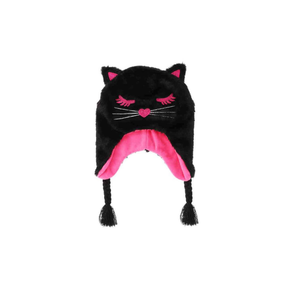 Mütze mit Zöpfen Cuties Katze Schwarz (4)