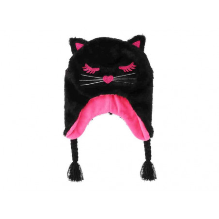Mütze mit Zöpfen Cuties Katze Schwarz (4)