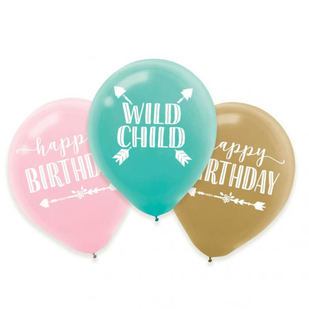 6 Latexballons Boho Birthday Girl 27,5 cm / 11