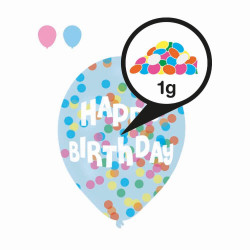 6 Latexballons Droplets Happy Birthday 1C Konfetti-Füllung B