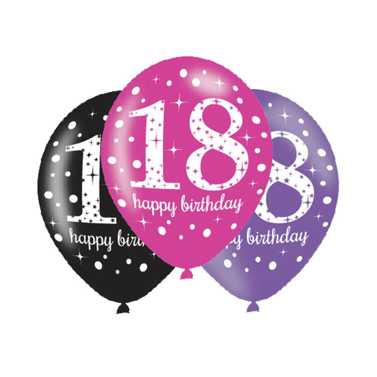 6 Latexballons Pink Celebration 18 Jahre 27,5 cm / 11