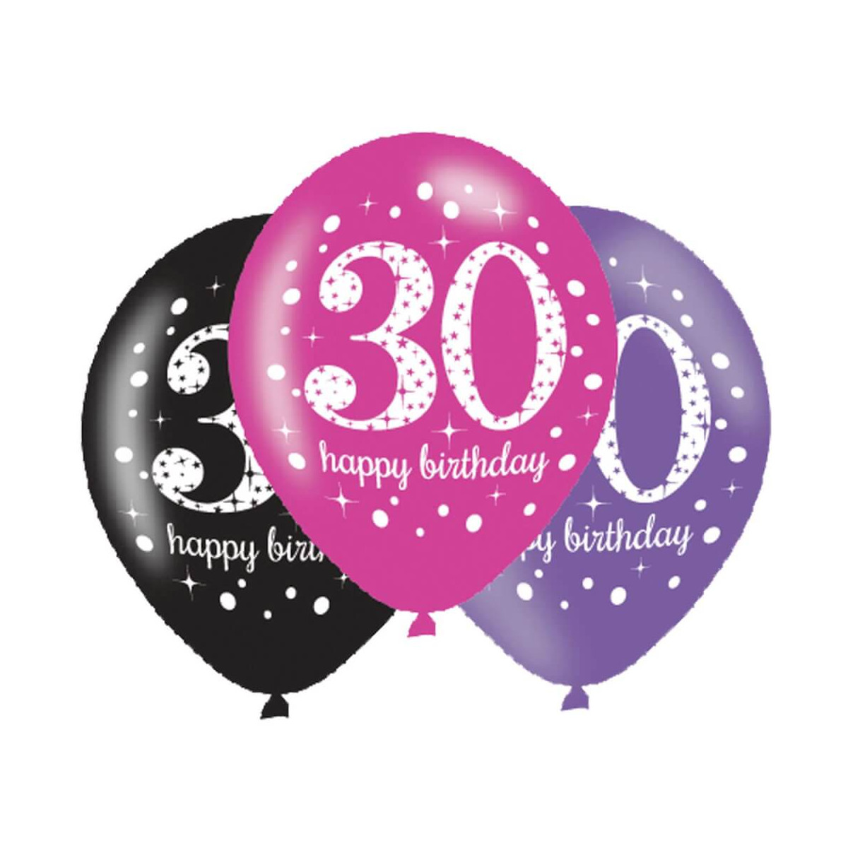 6 Latexballons Pink Celebration 30 Jahre 27,5 cm / 11