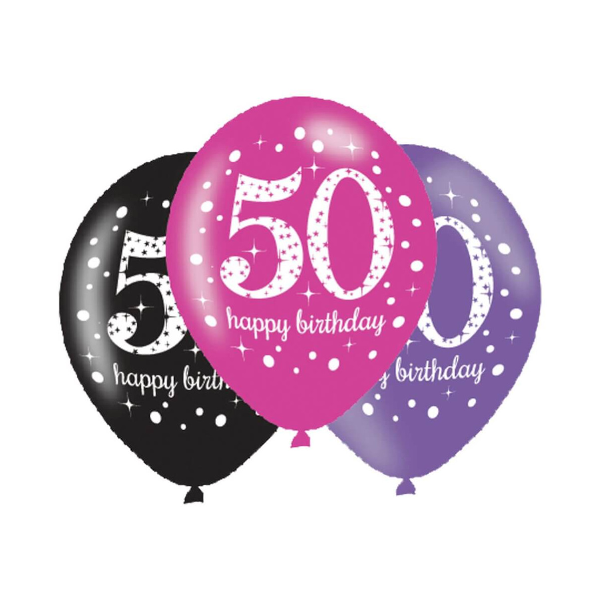 6 Latexballons Pink Celebration 50 Jahre 27,5 cm / 11