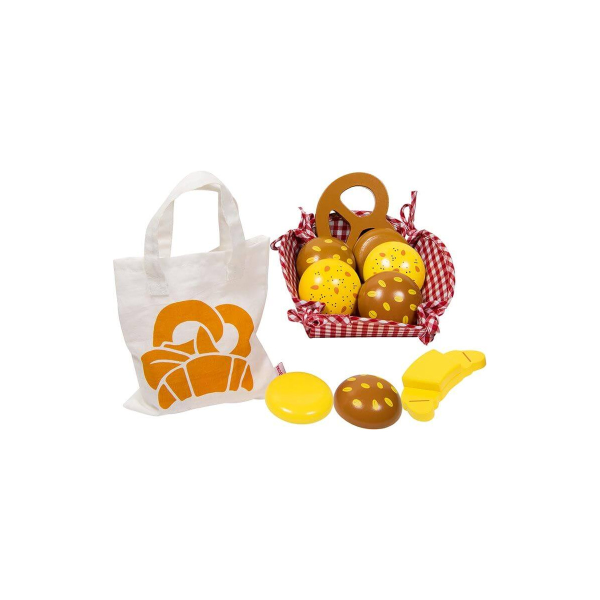 Kaufladen Miniaturen Brötchen, mit Baumwollbeutel und Korb,