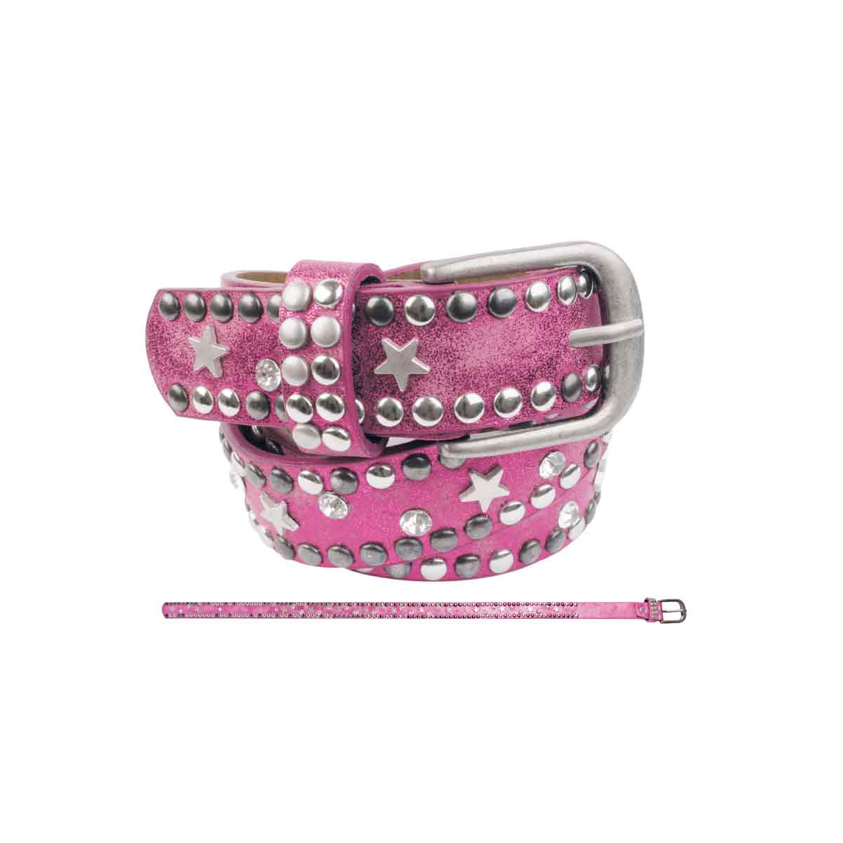 Kinder Gürtel Nieten Strass + Stern gold 55 cm