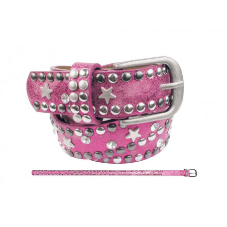 Kinder Gürtel Nieten Strass + Stern gold 55 cm