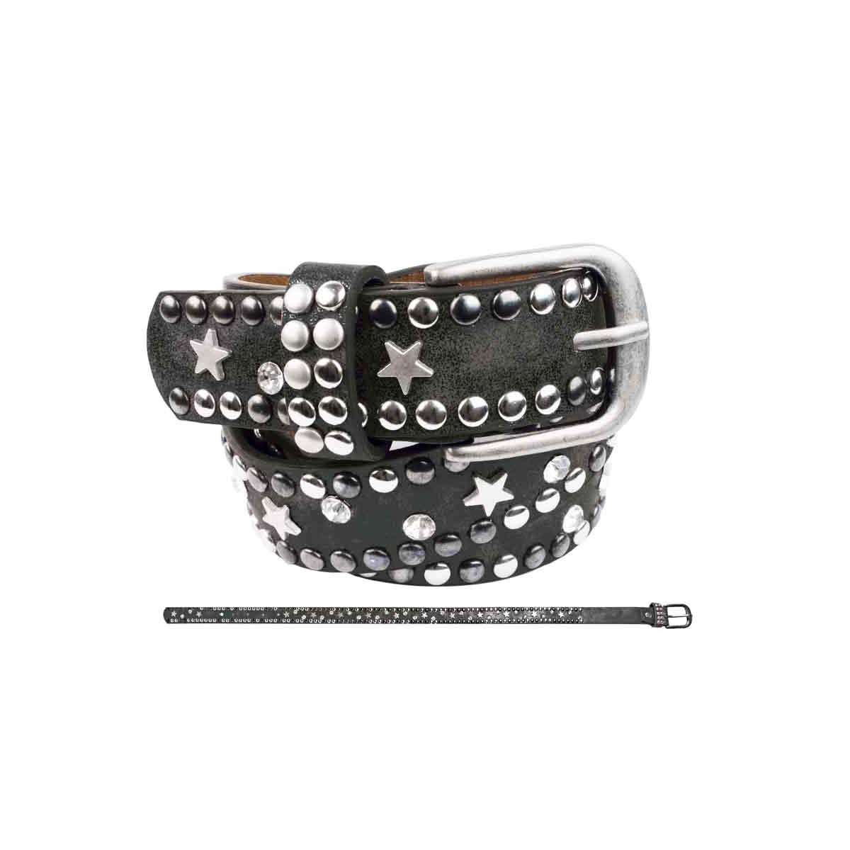 Kinder Gürtel Nieten Strass +  Herzen silber 55 cm