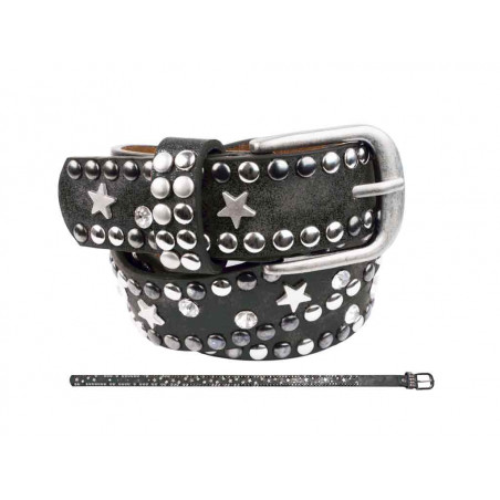 Kinder Gürtel Nieten Strass +  Herzen silber 55 cm