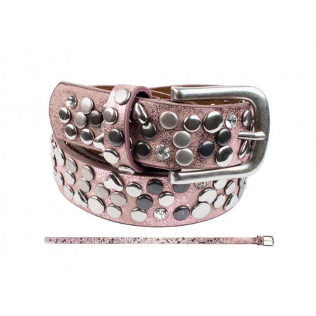 Kinder Gürtel Nieten Strass +  Herzen antrazith 55 cm