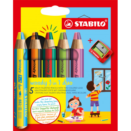 STABILO woody 3 in 1 duo 5er ET/Spitzer