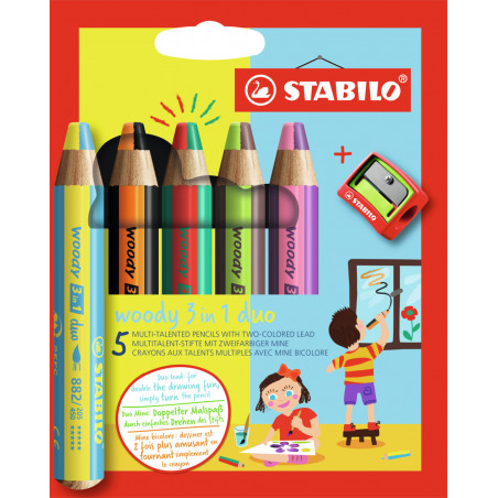 STABILO woody 3 in 1 duo 5er ET/Spitzer