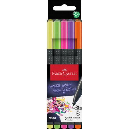 Finepen Grip 0.4 5er Etui neon