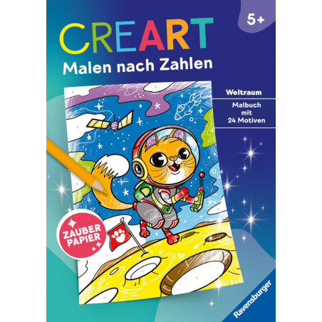 CreArt Malen nach Zahlen ab 5, Zauberpapier: Weltraum