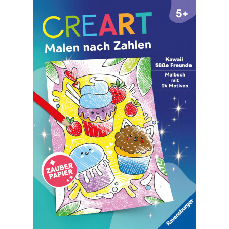 CreArt Malen nach Zahlen ab 5, Zauberpapier: Kawaii Süße Fre