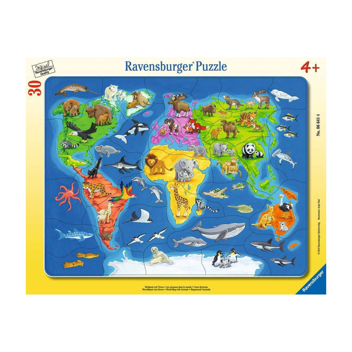 Ravensburger - Weltkarte mit Tieren, 30 Teile