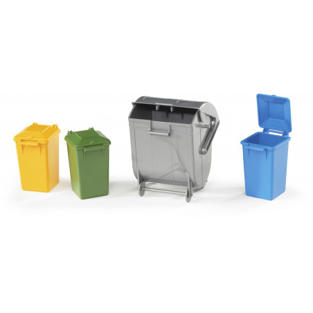 Bruder - Zubehör: Mülltonnen-Set, 3 kleine, 1 große Tonne