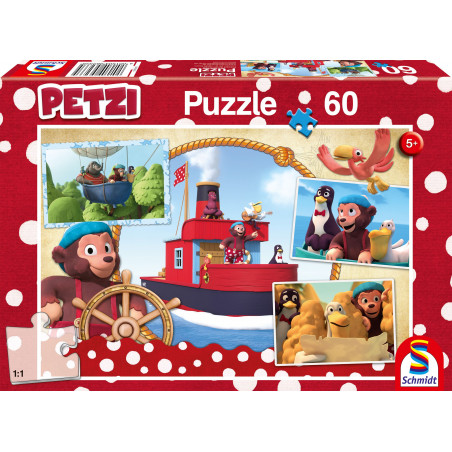 Schmidt Spiele - Puzzle - Petzi und seine Freunde - Freunde auf hoher See, 60 Teile