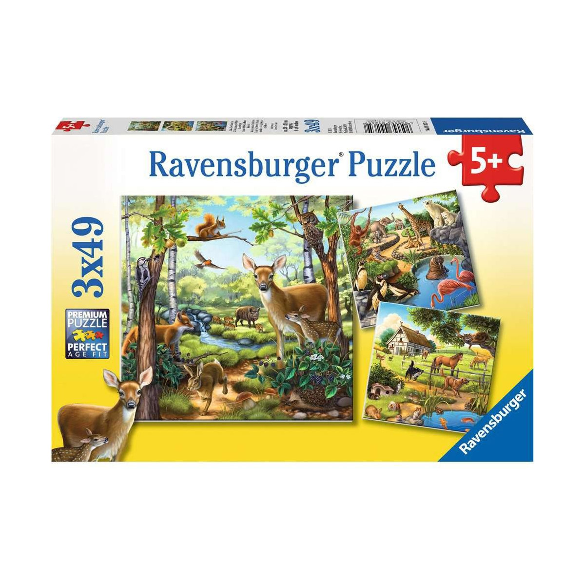 Ravensburger - Wald-/Zoo-/Haustiere, 3 x 49 Teile