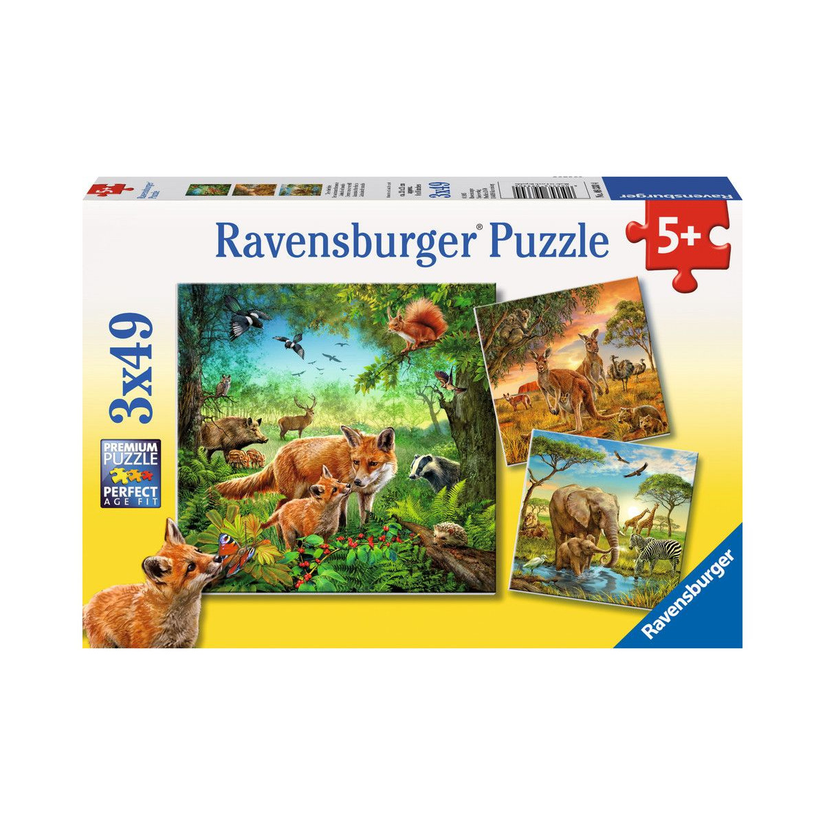 Ravensburger - Tiere der Erde, 3 x 49 Teile
