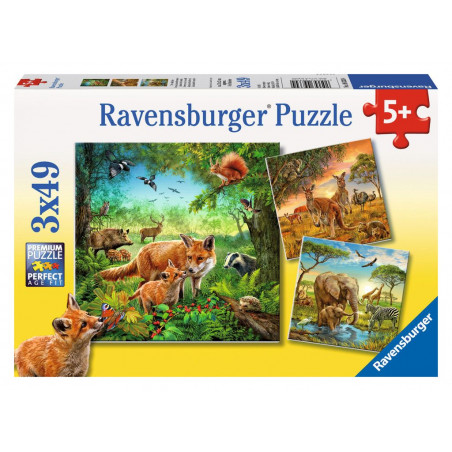 Ravensburger - Tiere der Erde, 3 x 49 Teile