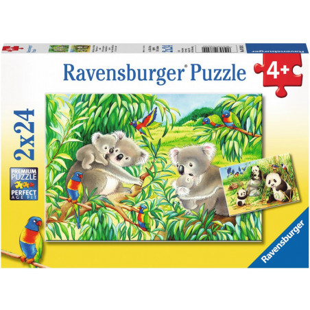 Ravensburger - Süße Koalas und Pandas, 2 x 24 Teile