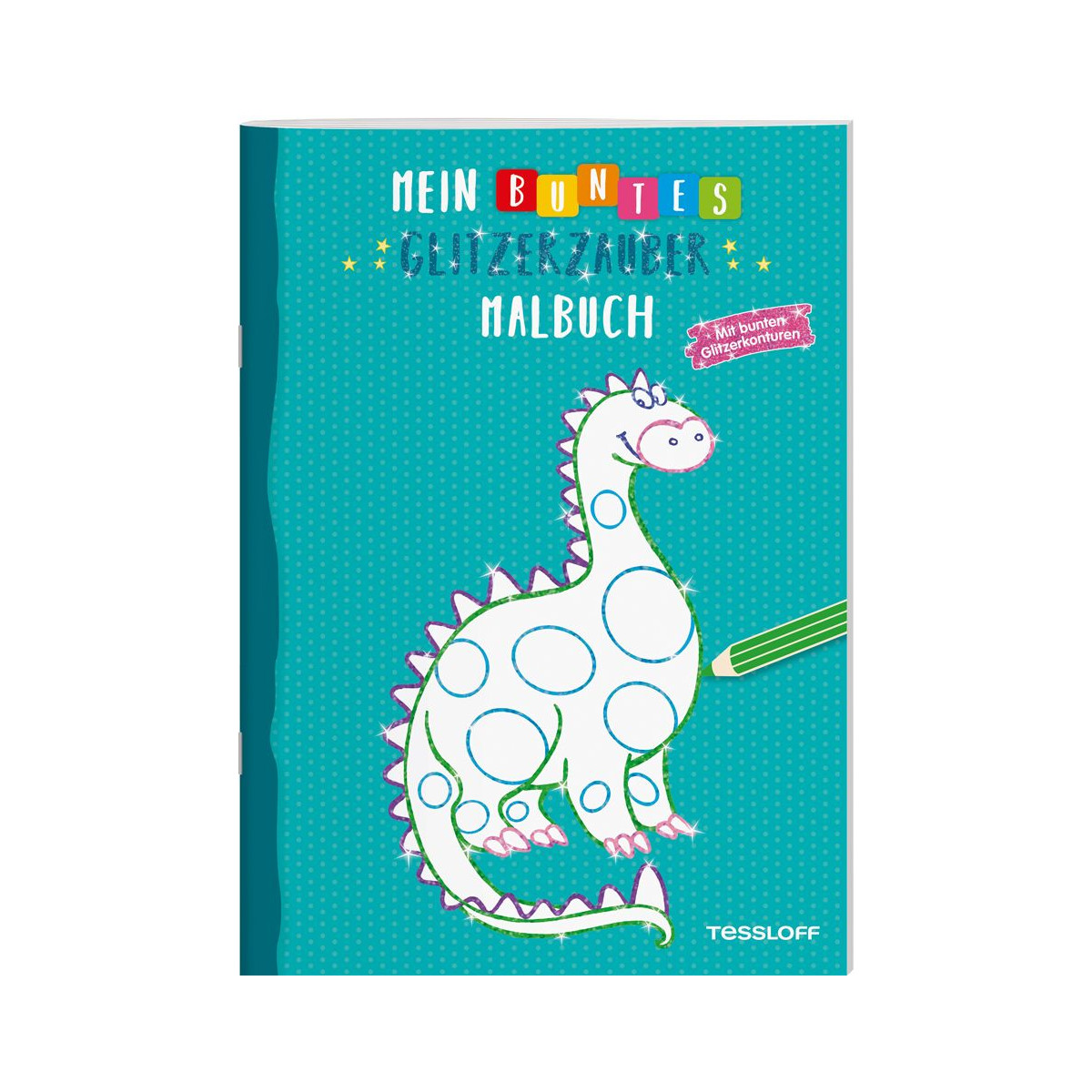 Tessloff - Malen & Rätseln und mehr - Mein buntes Glitzerzauber-Malbuch, Drache/türkis