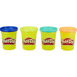 Hasbro - Play-Doh 4er Pack Wild dunkelblau, limettengrün, türkis und orange