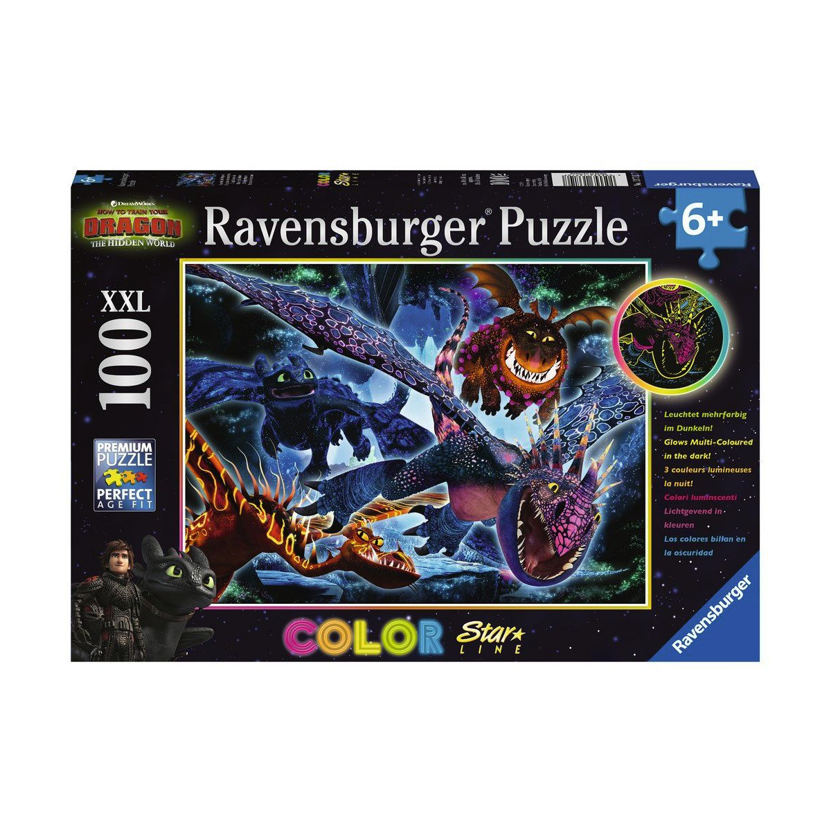 Ravensburger - Dragons - Leuchtende Dragons, 100 Teile